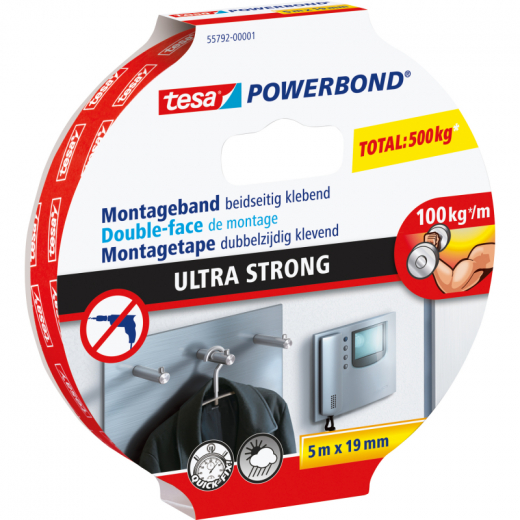 tesa Powerbond Ultra Strong 55792-00001-00 5m:19 weiß, - 8755792