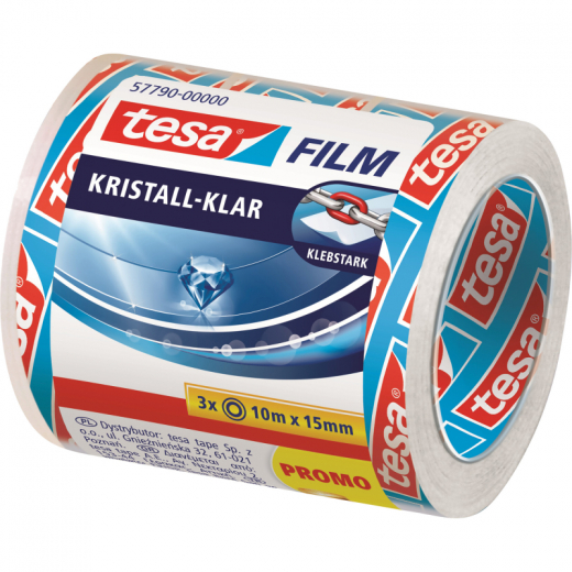 tesa Klebefilm 57790-00000 15mmx10m kristallklar 3 Rl./Pack., - 8757317