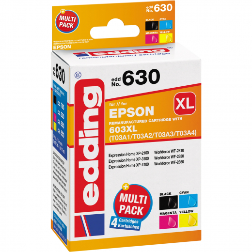 edding Tintenpatrone 18-630 wie Epson 603XL sw/c/m/g 4 St./Pack., - 101050692