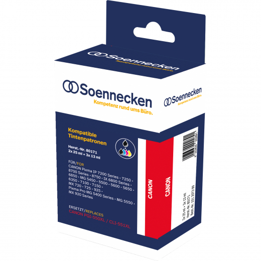 Soennecken Tintenpatrone 80171 wie Canon PGI550XL/CLI551XL 5 St./Pack., - 101207399