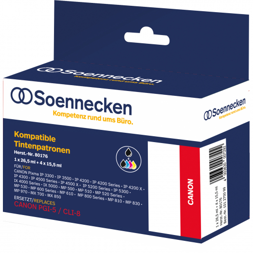 Soennecken Tintenpatrone 80176 wie Canon PGI5/CLI8 5 St./Pack., - 101275099