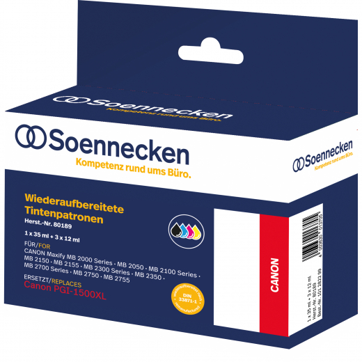 Soennecken Tintenpatrone 80189 wie Canon PGI1500XL 4St./Pack., - 101282299