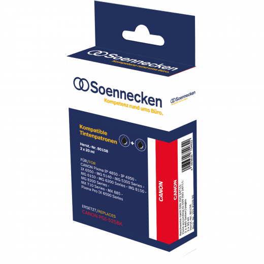 Soennecken Tintenpatrone 80158 wie Canon PGI525BK schwarz 2 St./Pack., - 101410990