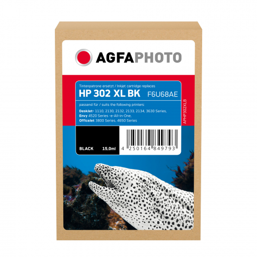 AgfaPhoto Tintenpatrone APHP302XLB wie HP F6U68AE 302XL sw, - 101497090