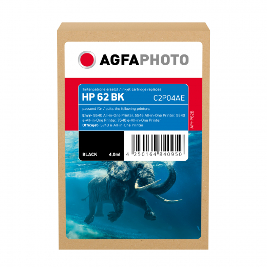 AgfaPhoto Tintenpatrone APHP62B wie HP C2P04AE 62 sw, - 101497690