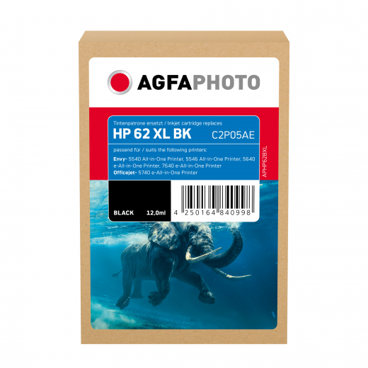 AgfaPhoto Tintenpatrone APHP62BXL wie HP C2P05AE 62XL sw, - 101497790