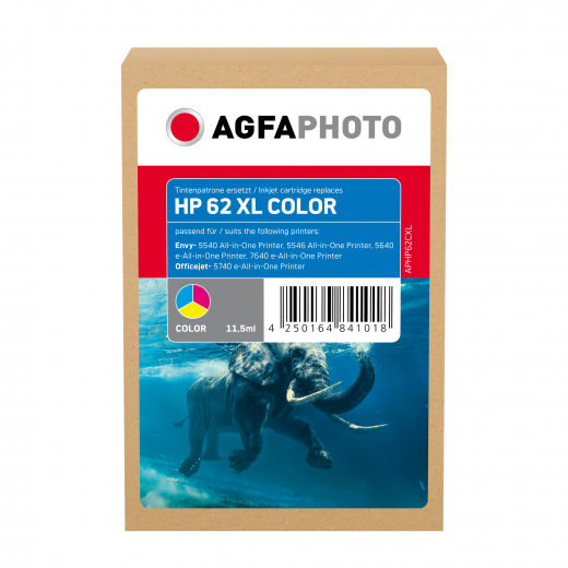 AgfaPhoto Tintenpatrone APHP62CXL wie HP C2P07AE 62XL c/m/y, - 101497792