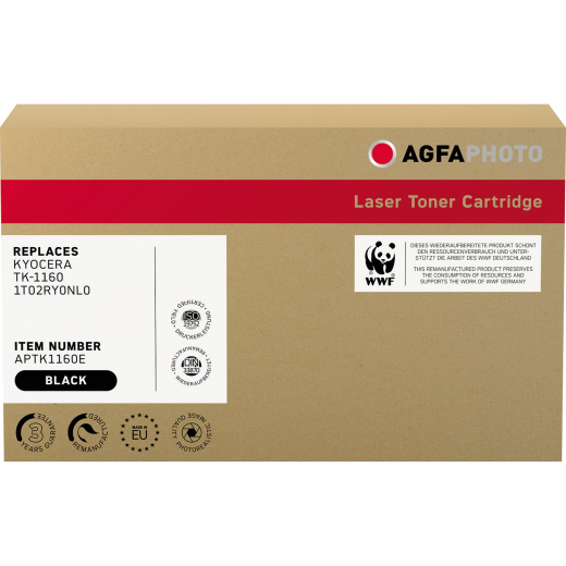 AgfaPhoto Toner APTK1160E wie Kyocera TK-1160 schwarz, - 102069690