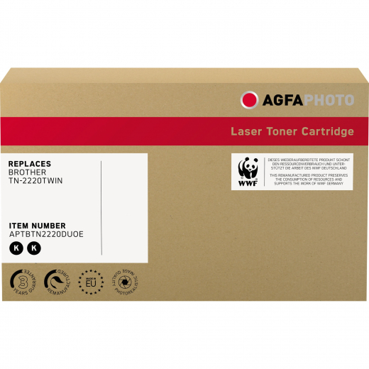 AgfaPhoto Toner APTBTN2220DUOE wie Brother TN-2220TWIN sw 2St., - 102098190