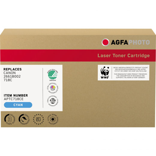 AgfaPhoto Toner APTC718CE wie Canon 2661B002 718C cyan, - 102098850