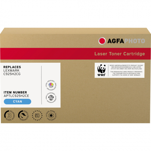 AgfaPhoto Toner APTLC925H2CE wie Lexmark C925H2CG cyan, - 102121250