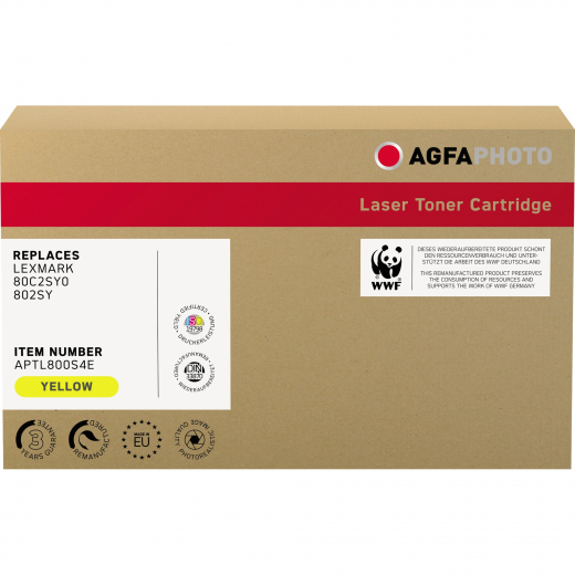 AgfaPhoto Toner APTL800S4E wie Lexmark 80C2SY0 802SY gelb, - 102124610