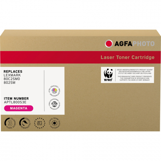 AgfaPhoto Toner APTL800S3E wie Lexmark 80C2SM0 802SM magenta,