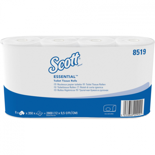 SCOTT Toilettenpapier 8519 Tissue 2-lagig 8 Rollen à 350Bl.hochweiß,