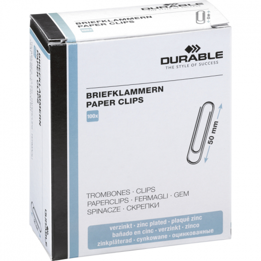 DURABLE Briefklammer 122425 50mm rund verzinkt 100 St./Pack., - 9122425