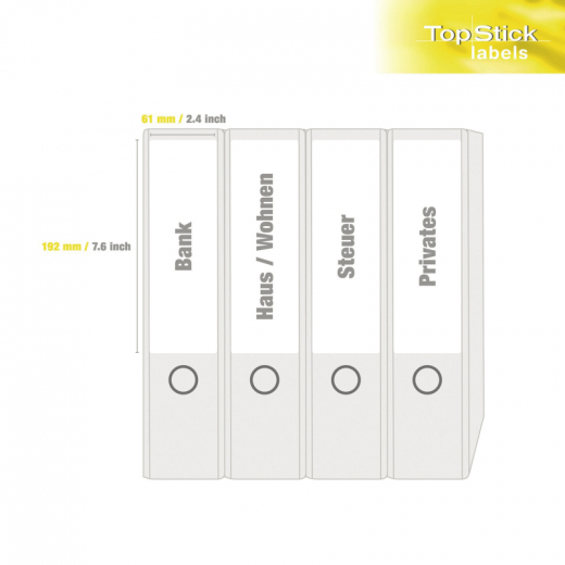 Ordnerrückenetikett TopStick 8722 breit/kurz sk weiß 400 St./Pack.,