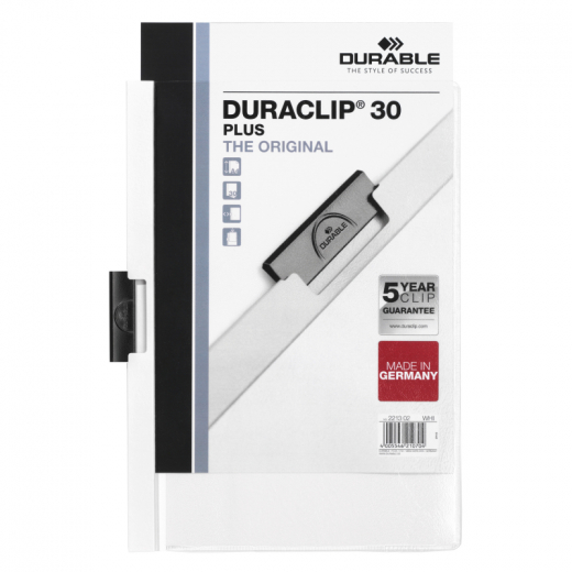 DURABLE Klemmmappe DURACLIP Plus 221302 DIN A4 max. 30Bl. ws,