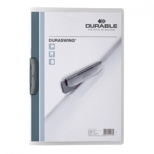 DURABLE Klemmmappe DURASWING 229037 DIN A4 transparent/graphit, - 9229037