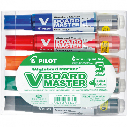 PILOT Whiteboardmarker V-Board Master 5080S5BG sort 5St, - 937694