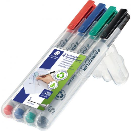 STAEDTLER Folienstift Lumocolor 311 WP4 0,4mm sortiert 4 St./Pack., - STA311WP4