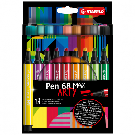 STABILO Pen 68 MAX ARTY 768/18-21 1+5mm sort 18St, - SCH7681821