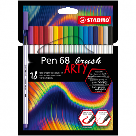 STABILO Pen 68 brush ARTY 568/18-21-20 sort 18St, - 304026199