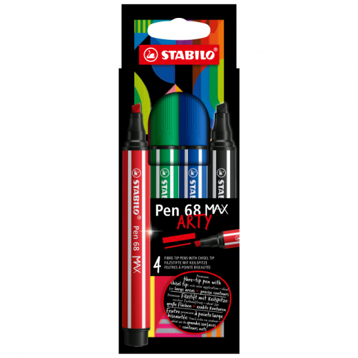 STABILO Filzstift Pen 68 MAX 768/04-21 1+5mm sort. 4St., - SCH7680421