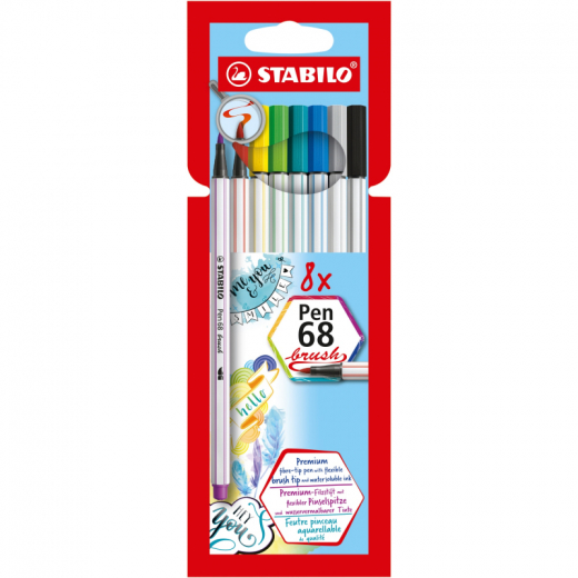 STABILO Fasermaler Pen 68 brush 568/08-21 sort 8St, - 762723