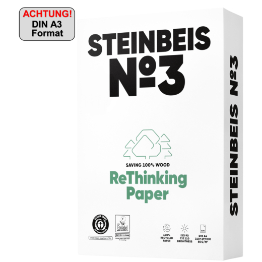 Steinbeis Kopierpapier No.3 ISO 90 K1601666080B A3 500Bl., - 110020201
