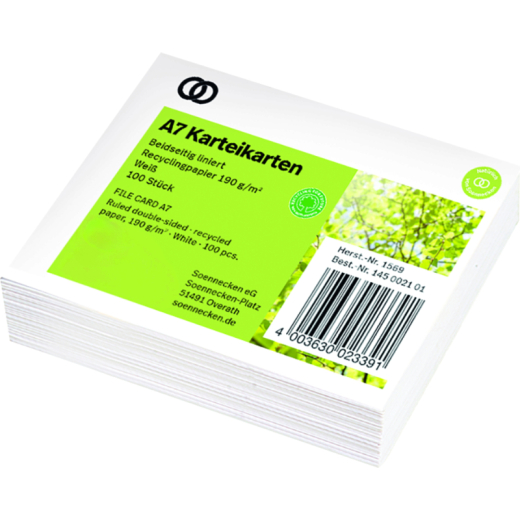 Soennecken Karteikarte oeco 1569 RC A7 liniert 100 St./Pack., - 145002101