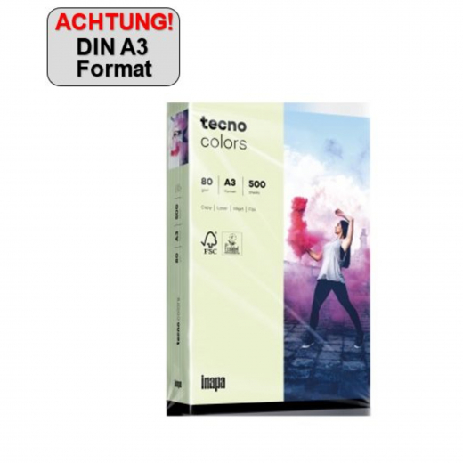 inapa tecno Kopierpapier Colors 2100011432 A3 80g hellgrün 500Bl., - 110016362