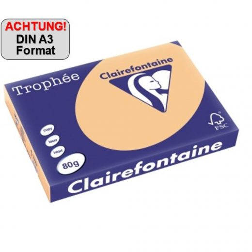 Clairefontaine Kopierpapier 1996C A3 80g aprikose 500Bl, - 110083521