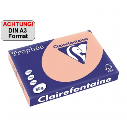 Clairefontaine Kopierpapier 1260C A3 80g pfirsich 500Bl, - 110083522