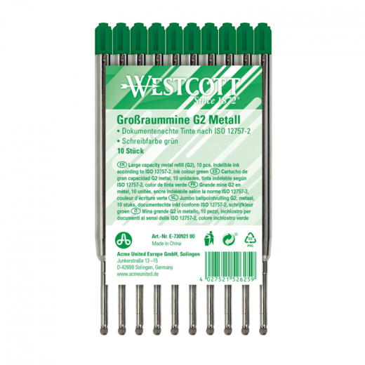 Westcott Kugelschreibermine G2 E-730921 00 1,2mm gn 10St,