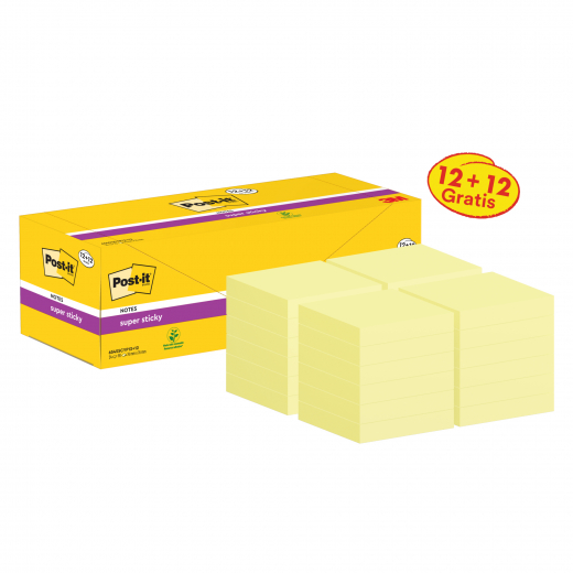 Post-it Haftnotiz Super Sticky 654SSCYP12+12 76x76mm 12x90Bl, - 111018310