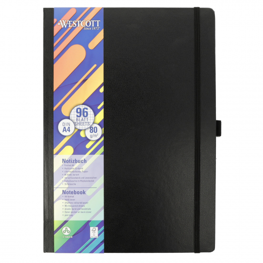 Westcott Notizbuch E-744829 00 A4 Hardcover 96Bl schwarz, - 112014990