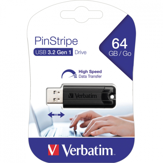 Verbatim USB-Stick PinStripe 49318 USB 3.0 64GB schwarz, - VER49318