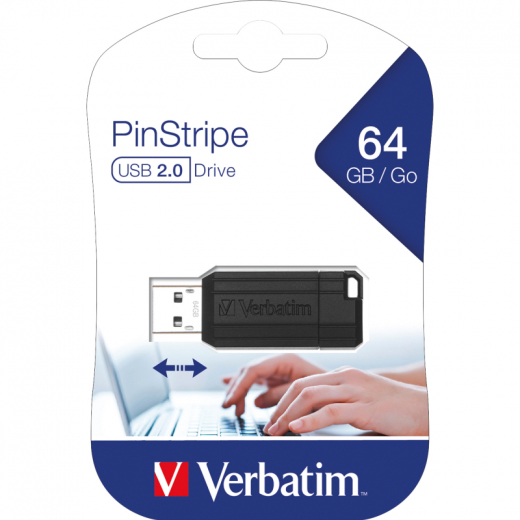 Verbatim USB-Stick PinStripe 49065 64GB USB2.0 sw, - 536676