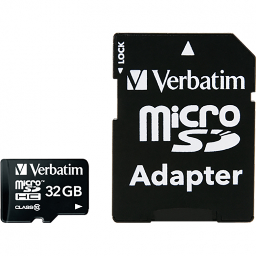 Verbatim Speicherkarte micoSDHC 44083 Class 10 32GB +Adapter, - VER44083