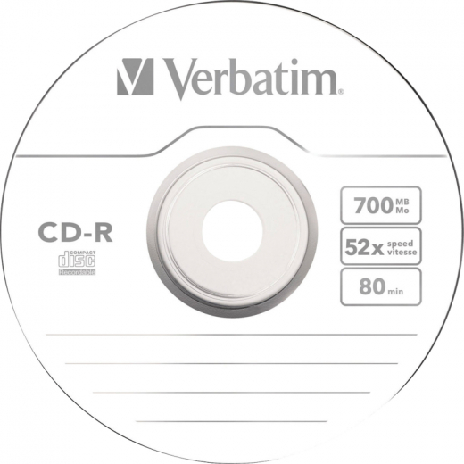 Verbatim CD-R 43411 52x 700MB 80Min. Spindel 100 St./Pack., - VER43411