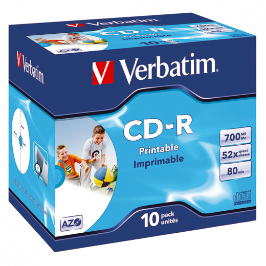 Verbatim CD-R 43325 52x 700MB 80Min. Jewelcase 10 St./Pack., - VER43325