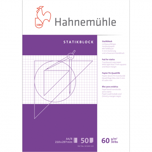 Hahnemühle Statikblock 10644122 A6 60g 50Blatt ws, - 114012900