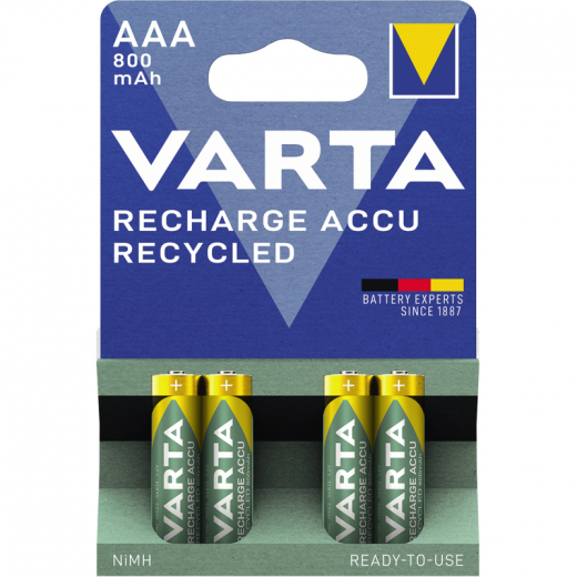 Varta Akku Recycled 56813101404 AAA NIMH 800mAh 4 St./Pack., - VAR56813101404