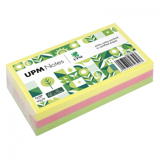 UPM Notes Haftnotiz 5855-21PG-3 Brillant 125x75mm 100Bl. sort. 3St.,