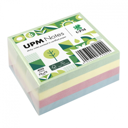 UPM Notes Haftnotiz 5820-98PG Pastell 75x75mm 400Bl. farbig, - 111058192