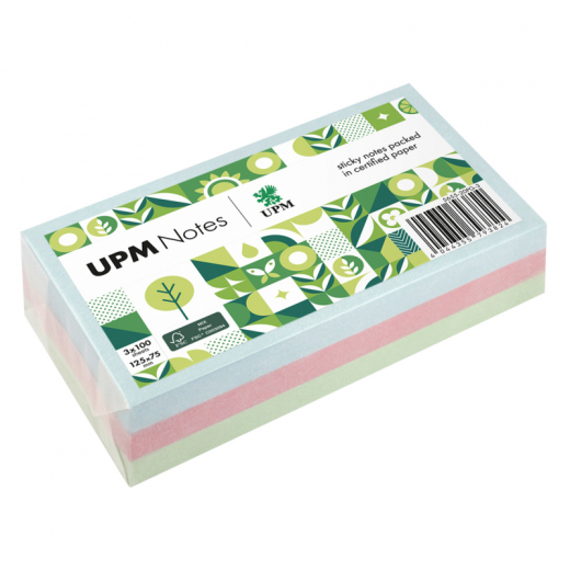 UPM Notes Haftnotiz 5655-20PG-3 Pastell 125x75mm 100Bl. sort. 3St.,