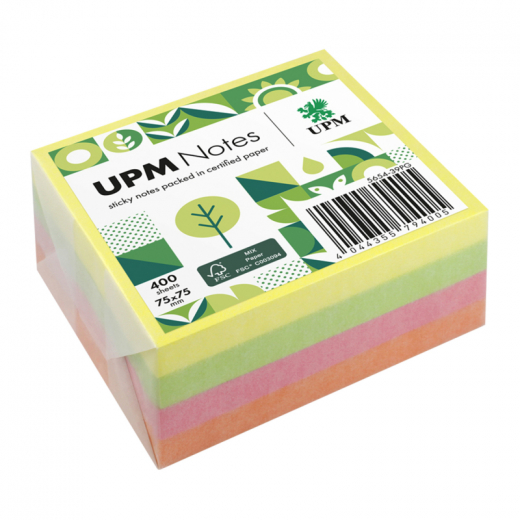 UPM Notes Haftnotiz 5654-39PG Brillant 75x75mm 400Bl. farbig, - 111058092