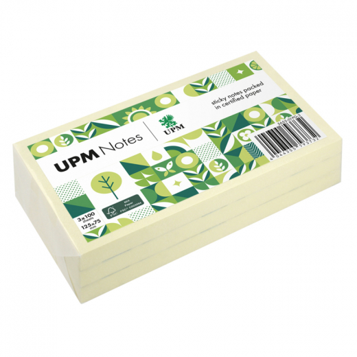 UPM Notes Haftnotiz 5655-01PG-3 125x75mm 100Bl. ge 3St., - 111059910