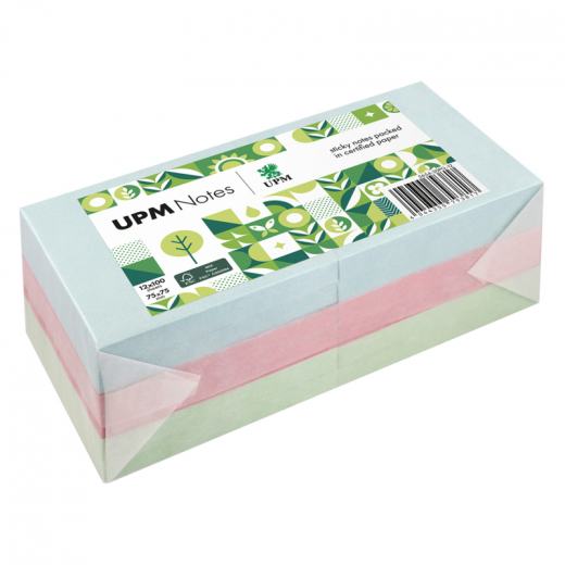 UPM Notes Haftnotiz 5654-20PG-12 Pastell 75x75mm 100Bl. sort. 12St.,