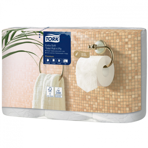 Tork Toilettenpapier Premium 110406 4lagig 150Bl. ws 6Rl.,